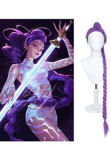 Mattel 现货 Skpop 女巫猎人假发 Mira Lumi 编织假发，Cosplay 假发，适合各种派对、情人节、生日礼物 - 彩色 - 查看 2