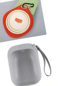 Pet Travel Water Cup Multi-Functional Feeder Portable Pet Supplies - Grey 200ml + Ivory White Folding Bowl 320ml - View 1