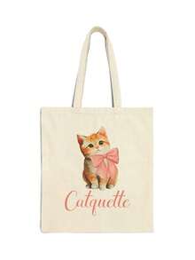 3pcs/6pcs/10pcs Customized Text Tote Bags, Pink Bow Tote Bag, Cat Tote Bag, Holiday Tote Bag, Birthday Gift, Anniversary Gift, Gift For Her - Multicolor - View 2