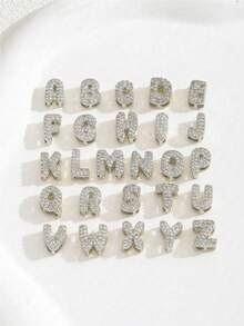 1pc Sweet Beautiful Fashion Pink Five-Leaf Flower & Full Zirconia Initial Letter Charm Stainless Steel Snake Chain Necklace For Girls Kids Cute Stylish A-Z English Alphabet Necklace For Daily Wear Jewelry Accessory Birthday Gift - Pink - View 7