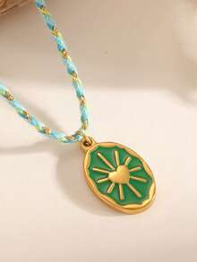 女士波西米亚风心形项链，配太阳吊坠，高端金色珠宝配饰 - 愛心吊墜項鍊 - 查看 10