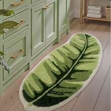 1 Peça Tapete de Banheiro de Folha de Palma Marrom Falso Lavável, Tapete Absorvente Antiderrapante para Decoração de Sala de Estar, Quarto e Entrada do Banheiro - Multicolorido - Visão 2