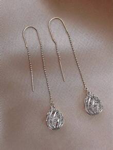 1对镂空水钻耳链，适合日常佩戴 - 銀色 - 查看 3