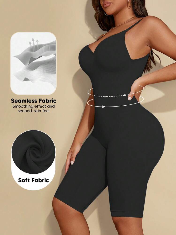 Women's Backless Tummy-Control Bodysuit, Seamless And Invisible, Thigh-Shaping, Soft And Breathable, Butt-Lifting, Suitable For Wearing With Dresses - 黑色 - 查看 5