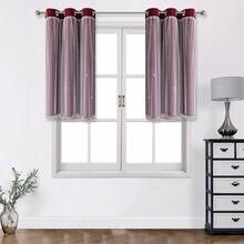 1pc Hollow Star Curtain, Polyester With Lace Sheer Double Layer Curtain, Darkening Bedroom Window Curtain, Cute Unique Princess Style Curtain Suitable For Holidays - Burgundy - View 22