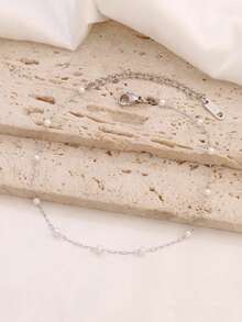 1pc Simple White Faux Pearl Chain Anklet For Women Fashion Stainless Steel Ankle Bracelet On Leg Foot Beach Jewelry Gift - Anklets - View 16