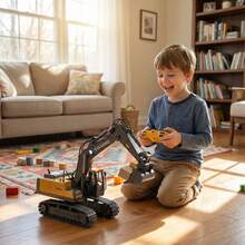 LUMIARTISAN 11 Channel RC Excavator | 1:24 Scale Realistic Construction Toy With Lights & Sounds | Rechargeable STEM Gift For Kids - Hot - 查看 8