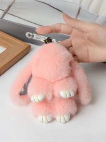 1个可爱毛绒兔子钥匙扣吊坠，柔软蓬松的兔子钥匙扣，毛绒钥匙圈，毛绒动物钥匙扣，可爱毛绒卡通包包挂饰，小饰品，汽车钥匙链，钥匙挂绳，钥匙扣，钥匙扣配件，钥匙圈，送给女性的礼物，送给男友的礼物，圣诞礼物，圣诞袜礼物，生日礼物，送给朋友的礼物，节日礼物，活动纪念品，派对小礼品 - 霜黑色 - 查看 15