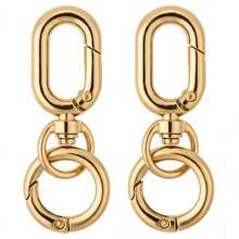 2pcs Rotating Clasp, Double-Ended Rotating Spring Clasp Hook Metal Rotating Clasp Carabiner With Spring O-Ring, Suitable For Key Chain, Bag, Wallet, Lanyard DIY Crafts - Gold - View 8
