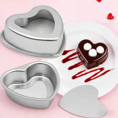 4-Inch Aluminum Heart-Shaped Baking Mold, For Making Heart-Shaped Cakes And Creative Cakes. Suitable For Valentine's Day, Weddings And Birthday Parties. Heat-Resistant And Non-Stick Cake Mold, Suitable For DIY Desserts.