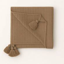 Rustic Blanket Sofa Decorative Handmade Pompom Bohochic Delicate Sophisticated Modern Minimalist Raw 1.40x1.40 - 摩卡棕 - 查看 9