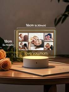 1pc Customized Music LED Night Light, Customized LED Music Plaque With Picture And Wooden Base, Personalized Acrylic Plaque With Song, Customized Picture & Song Light, Music Photo Plaque Gift, Illuminated Music Plaque, Valentine's Day Gift, Couple Gift, Wedding Anniversary Gift, Housewarming Gift, Gift For Boyfriend/Her/Wife/Husband - Family 5 Pictures - View 6
