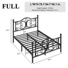 Metal Platform Bed Frame, Classic Style Headboard And Footboard/Under Bed Storage/Mattress Foundation/No Box Spring Required/Easy Assembly - 黑色 - 查看 8
