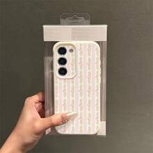 1pc TPU Striped Floral Pattern Phone Case Compatible With Samsung Phones A15/A14/A13/A12/S24/S23/S22/S21/S20/S10/A72/A73/A71/A50/A53/A52/A32/A31/A05S - White - View 3