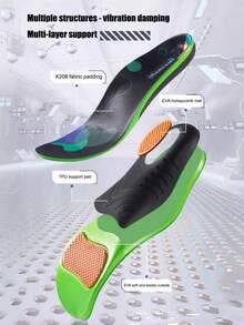1 Pasang Sol Dalam Sepatu Unisex Warna Hitam dengan Dukungan Lengkungan Kaki, Peredam Guncangan, dan Bantalan Anti-Kelelahan untuk Sepatu/Boot Jalan Kaki Sehari-hari di Luar Ruangan - Hitam - View 4