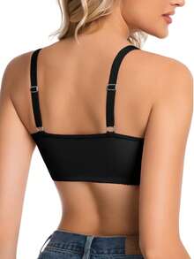 3pcs Women's Front Closure Sexy Lace Wireless Adjustable Strap Leisure Backless Bra Set - Multicolor - View 2