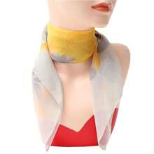 2026hot-Women's Chiffon Printed Small Square Scarf - Lightweight Floral Scarf Spring & Fall, Versatile Fashion Accessory, Boho & French Style Neck Scarf, Hair Bandana, Her, Daily & Travel - 藍色02 - 查看 10