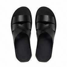 Men's Criss-Cross Design Casual, Beach, Versatile Flat Sandals - Black - View 7