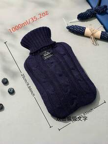 1pc 1000ml/2000ml Pink Khaki Smoke Gray Knitted Hot Water Bag With Water Injection For Foot And Stomach Warming And Hot Compress - Multicolor - View 14