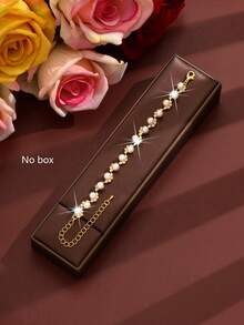 1pc Elegant Crystal & Rhinestone Bracelet For Women - Silver - View 2