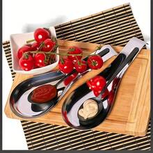 1个不锈钢餐具架托盘，汤勺分隔器，火锅汤勺盘，自助食物夹餐具架，碟架，汤勺垫，汤勺架托盘，家用厨房加厚汤勺架 - 彩色 - 查看 5