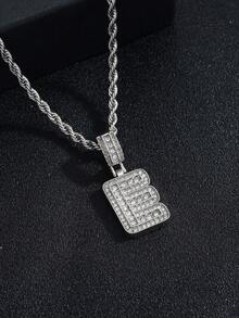 A-Z Bling Bling Letter Pendant Necklace, Cubic Zirconia 26 Alphabet Pendant Necklace With Twisted Chain, Unisex Fashion Hip Hop Jewelry Gift For Friends - Fashionable Rock Candy Letter Pendant Necklace - View 6