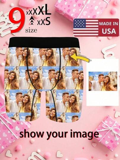 1pc Custom Boxers For Men, Personalized Men's Underwear, Custom Boxer Briefs, Personalized Boxers For Husband, Custom Funny Faces Boxers Briefs, Valentine Gift, Anniversary Gift, Birthday Gift,Underwear & Sleepwear,Easy Comfort,Anniversary Gift, Valentine Gift, Birthday Gift, Wedding Gift