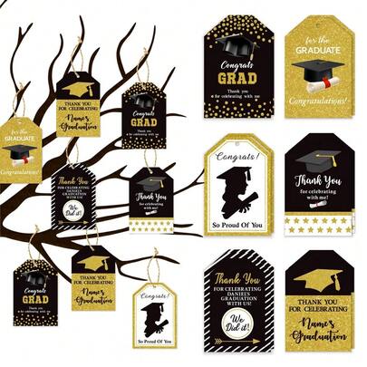 60张纸质毕业礼物装饰卡片、吊牌、毕业派对花瓶装饰、礼品包装标签