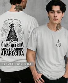 Religious T-Shirt Our Lady Of Aparecida "Oh Dear Mother" Catholic Patron Saint Of Brazil 100% Cotton - White - View 1