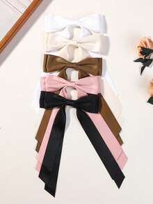 5pcs/1pc Ladies Elegant Street Style Retro Palace Chic High Quality Minimalist Fashion Large 24cm/9.45in Black/White/Beige/Pink/Coffee Double-Deck Bowknot Barrette, Suitable For Women Everyday/Holiday/Work Wear Alligator Hair Clip Hair Accessories Claw Clips Hair Claws Hair Barrettes, Winter Outfit For Women, Bows, Cute, Valentines Accessories, Head Accessories, Hairpin - Multicolor - View 10