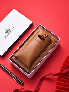 Gift Box Set Men's Zipper Phone Wallet, Valentine's Day New Year Gift For Boyfriend, Father, Large Capacity Leather Clutch Wallet, Business Card Slots - Multicolor - View 14