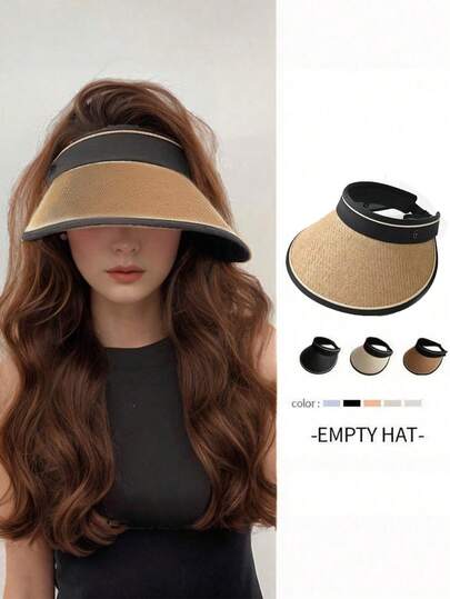 1pc Women's Foldable Wide Brim Sun Hat, Suitable For Outdoor, Beach, Seaside Wear In Summer
