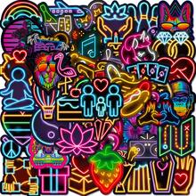 50pcs/Pack Cool Neon Lights Waterproof DIY Creative Stickers Toys, Laptop PC Computer Mobile Smartphones Phone Case Guitar Desktop Cup Travel Motorcycles Car Accessories Sticker - Multicolor - View 13
