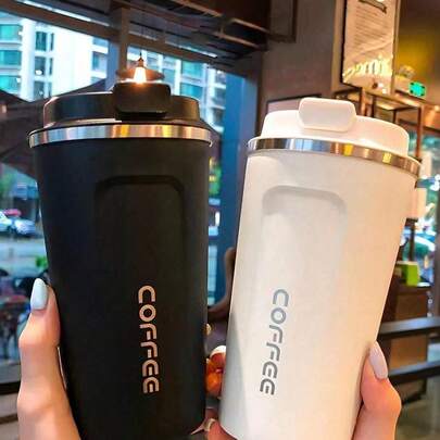 1 cốc cà phê du lịch tái sử dụng, chống rò rỉ, cốc giữ nhiệt chân không bằng thép không gỉ có nắp, thích hợp cho đồ uống nóng và lạnh, chống tràn, có thể tái sử dụng, lý tưởng cho việc đi lại, sử dụng hàng ngày, du lịch và làm quà tặng, bình nước đi học.