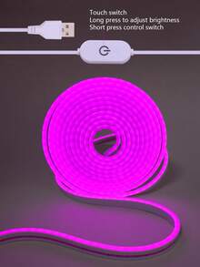 USB 柔性觸控調光 LED 霓虹燈條 1m/2m/3m/4m/5m 可調亮度 5V 環境照明燈條，適用於直播、化妝鏡、浴室梳妝鏡、臥室家居裝飾氛圍燈 - 紫色 - 查看 4