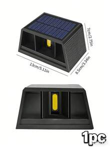 1/2/4/6节太阳能充电式1200mAh锂电池，COB光源上下照明，光束角度可调，阳光感应户外防水太阳能壁灯，简约走廊通道室内外别墅现代酒店装饰洗墙灯 - 黑色 - 查看 7