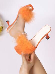 Giày sandal cao gót cao cấp dành cho nữ, kiểu dáng thanh lịch, nhẹ nhàng như lông vũ, dép bít mũi nhọn sang trọng, dép quai ngang mũi vuông màu cam, dép gót nhọn nửa gót thoải mái, đa năng cho các buổi hẹn hò và đi chơi. - trái cam - Xem 2