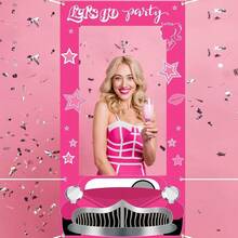 1 peça de decoração rosa para aniversário, adereço fotográfico rosa brilhante, decoração com tema de boneca princesa, decoração para despedida de solteira, festa de aniversário, chá de panela, artigos para festa rosa, 90 x 180 cm - Rosa-Vamos - Ver 21
