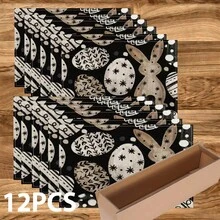 1/4/6 Pcs Easter Egg Bunny Pattern Placemats, Linen Dining Table Mats With Colorful Egg Rabbit Design, Washable Printed Tabletop Protector, Ideal Decoration For Holiday Kitchen And Family Gatherings - Multicolor - View 12
