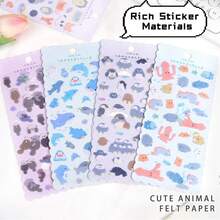 Ocean Animal Felt Plush Stickers, Puzzle Reward Stickers, Handmade Decorative DIY Stickers - Multicolor - View 3