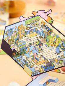 1 حقيبة/2 حقيبة، سلسلة مسرح المنزل الصغير، ملصقات مشاهد ترفيهية للتأمل الداخلي الأصلية، مناسبة للبالغين - أنشطة علاجية بالملصقات للتخفيف من التوتر، مثالية للأعمال اليدوية والهدايا. - متعدد الألوان - مشاهدة 10