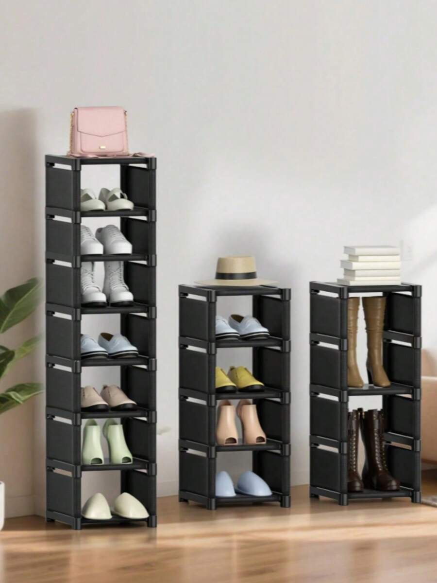 1pc Multi-Function Shoe Rack/Storage Rack, Black/White Color Options, Dust-Proof, Heightened & Widened Design Suitable For Plus Size Shoes, Space-Saving, Applicable For Entryway, Living Room, Kitchen, Bathroom, Practical Shelving Unit