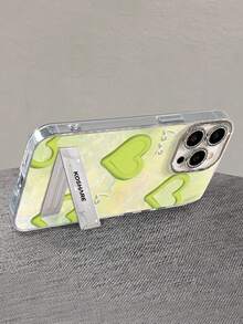 1个电镀闪粉全包覆绿色心形手机壳，带3D金属支架，兼容 11/12/13/14/15/16/17/Pro Max - 綠色 - 查看 4