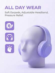 New Wireless Headset With Full Cover Ear Style, Extendable, Business And Mobile Phone Compatible, High Definition Call, Foldable, Hifi Deep Bass, Super Long Battery Life, Wireless Earphone - Purple - View 7