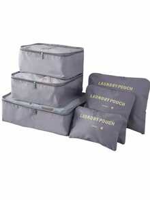 6pcs Travel Luggage Organizer Bags, Suitcase Packing Cubes, Shoe Bag, Clothes & Underwear Pouches, Unisex - Multicolor - View 13