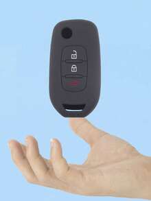 1pc Black Silicone Key Fob Cover Protector Fit For Renault Car - A - View 1