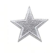 4pcs Shiny Silver Star Embroidered Patches, Iron-On/Sew-On, Suitable For Jackets, T-Shirts, Hats, Backpacks, Jeans, DIY Fashion Apparel Accessories - Multicolor - View 17