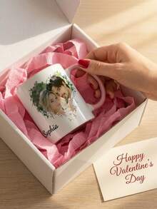 1pc Personalized Photo And Text Mug, 1pc Unique Ceramic Photo Mug, The Perfect Gift For Him/Her, Suitable For Anniversaries, Valentine's Day, Weddings, Birthdays, Mother's Day, Father's Day, Graduation Ceremonies, And Other Occasions. Stylish Home And Office Decoration.