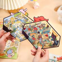 1 حقيبة/2 حقيبة، سلسلة مسرح المنزل الصغير، ملصقات مشاهد ترفيهية للتأمل الداخلي الأصلية، مناسبة للبالغين - أنشطة علاجية بالملصقات للتخفيف من التوتر، مثالية للأعمال اليدوية والهدايا. - متعدد الألوان - مشاهدة 11