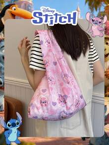 Disney 1 Pc Officially Licensed Stitch Pattern Storage Bag High-Capacity Foldable Tote Bag Portable Storage Bag Lightweight Shopping Bag Official Licensed - Verifiable For Lady/Girls/Teens/Students For Daily/Outing/Shopping/Valentine's Day - Multicolor - View 9